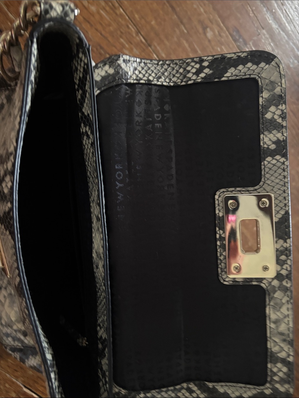 Kate Spade Carlyle Nadine Snake-Print Top Handle Satchel Gray and Cream Handbag - Picture 8 of 9